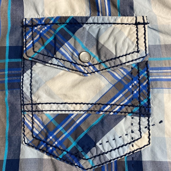 BKE standard fit size M cotton pearl snap down collared shirt cowboy - Picture 8 of 12